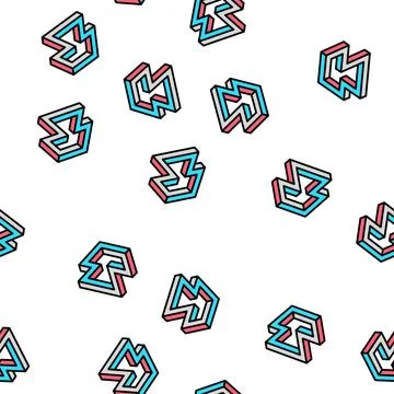 Art impossible geometric shape vector seamless pattern Stock Illustration