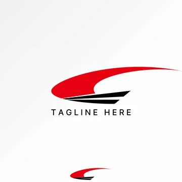 Art initial C italic font swoosh cutting fast monogram typography branding Stock Illustration
