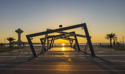  Art installation along the Corniche Seafront in the Eastern Province of Saudi A Fotos Stock