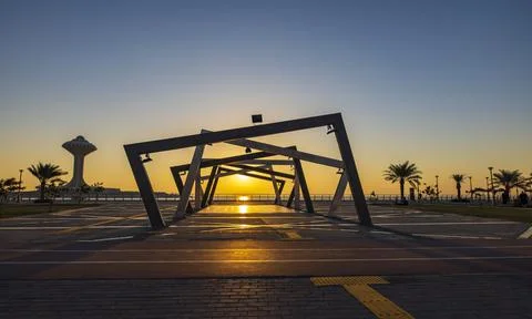 Art installation along the Corniche Seafront in the Eastern Province of Saudi A Fotos de archivo