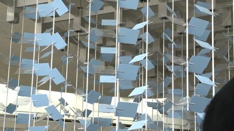 Art installation made of glass tablets Video stock 99050968