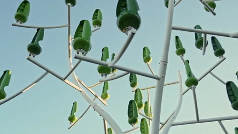 Art installation moved by the wind in front of the school of art and design Stock Footage 268622472