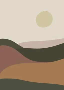 Art landscape background with primitive wave pattern pastel colors. Natural Stock Illustration