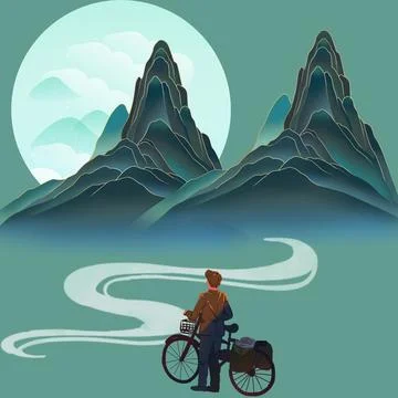 Art landscape vector mountain background Stock Illustration