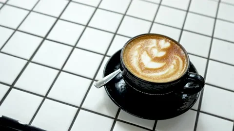 Art of latte with love shape on the corner of the screen Stock Footage 204858635