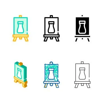 Art lesson color icon vector types color Stock Illustration