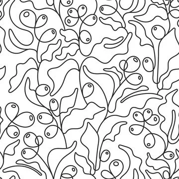 Art line coffee. Vector graphic seamless pattern Stock Illustration