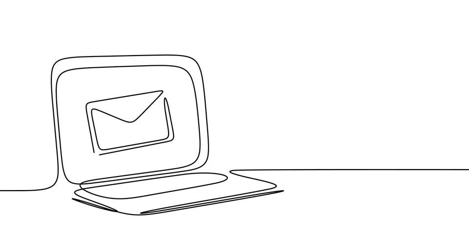 Art mail line continuous one icon email letter vector paper message. Continuous Stock Illustration