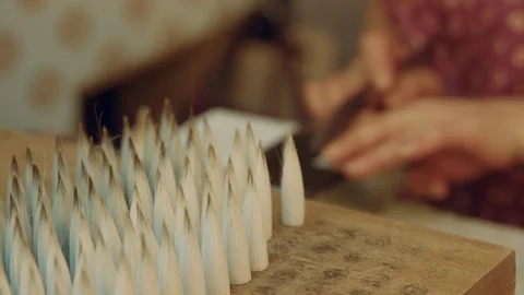 Art of making calligraphy brush pens Stock Footage 124334121