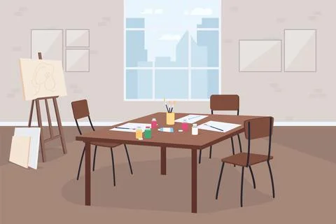 Art master class flat color vector illustration Stock Illustration