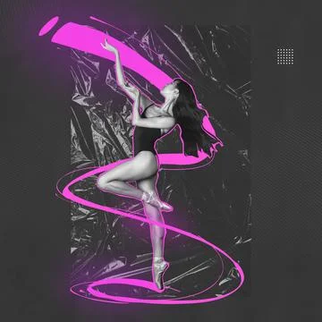 Art in motion. Creative artwork with beautiful dancing ballerina expressing Foto stock