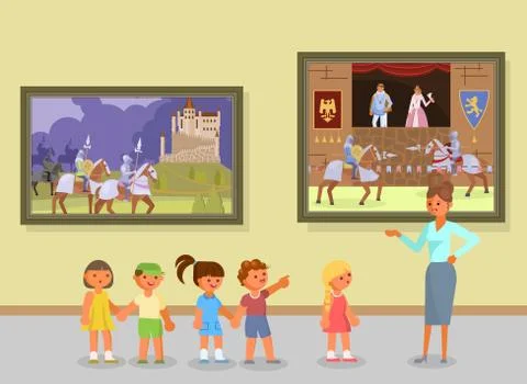 Art museum excursion vector illustration Stock Illustration
