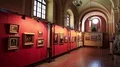 Art museum inside Сhurch of Blessed Virgin Mary in Ivano-Frankivsk, Ukraine HD Footage