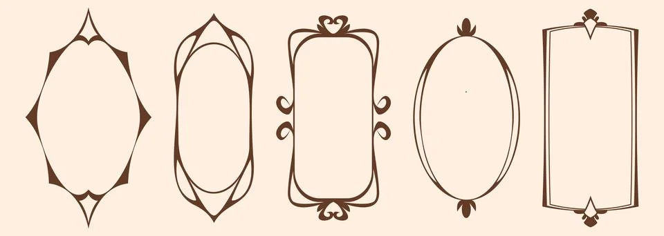 Art Nouveau frames collection on background Stock Illustration