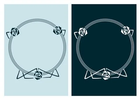 Art nouveau rose vector frame vector pair line isolated Ilustração Stock