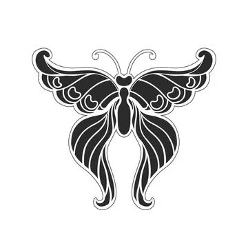 Art nouveau style basic butterfly element. 1920-1930 years vintage design Stock Illustration