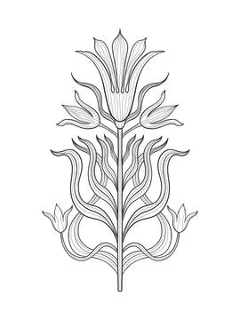 Art nouveau style basic flower element. 1920-1930 years vintage design. Symbol Stock Illustration