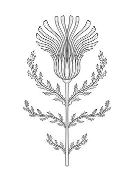Art nouveau style basic flower element. 1920-1930 years vintage design. Symbol Stock Illustration