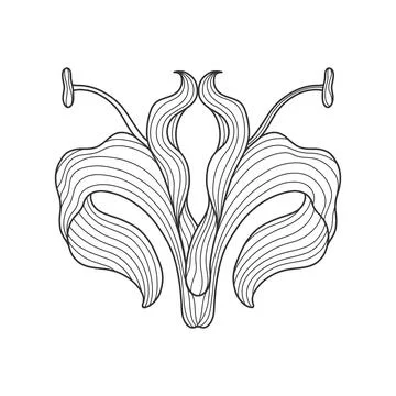 Art nouveau style basic flower element. 1920-1930 years vintage design. Symbol Stock Illustration