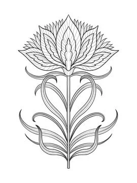 Art nouveau style basic flower element. 1920-1930 years vintage design. Symbol Stock Illustration