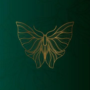 Art nouveau style butterfly basic element. 1920-1930 years vintage design Stock Illustration