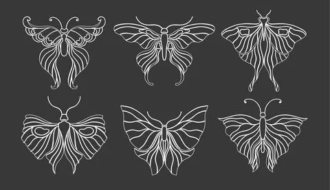 Art nouveau style butterfly basic element. 1920-1930 years vintage design Illustrazione stock
