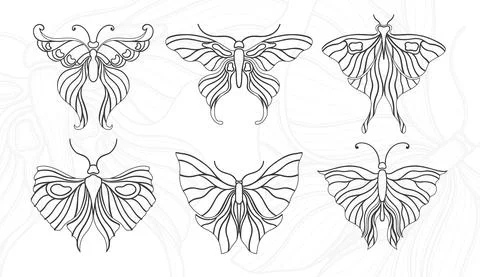 Art nouveau style butterfly basic element. 1920-1930 years vintage design Stock Illustration