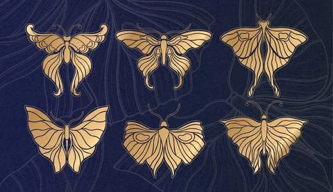 Art nouveau style butterfly basic element. 1920-1930 years vintage design Stock Illustration