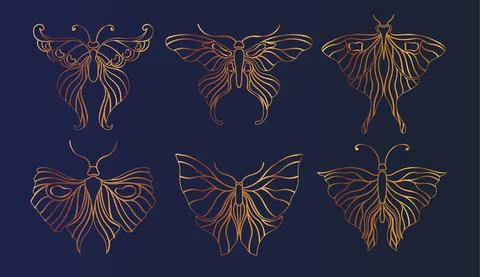 Art nouveau style butterfly basic element. 1920-1930 years vintage design Stock Illustration