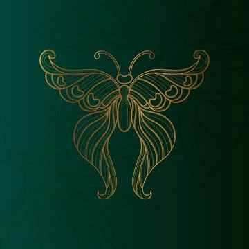 Art nouveau style butterfly basic element. 1920-1930 years vintage design Stock Illustration