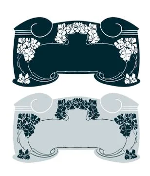 Art nouveau vector frame vector pair line isolated Illustrazione stock