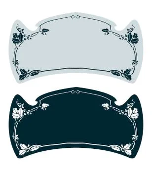 Art nouveau vector frame vector pair line isolated Stock Illustration