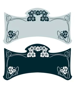 Art nouveau vector frame vector pair line isolated Stock Illustration