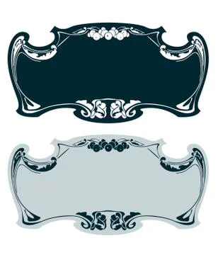 Art nouveau vector frame vector pair line isolated Ilustração Stock