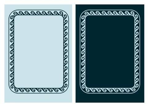 Art nouveau vector frame vector pair line isolated Stock Illustration