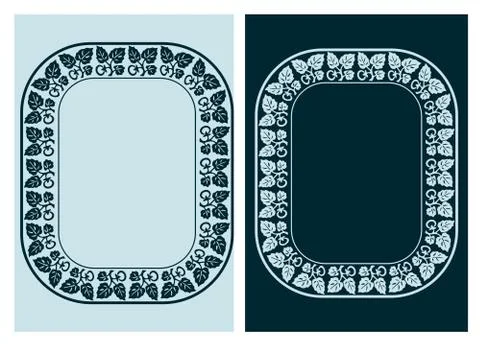 Art nouveau vector frame vector pair line isolated Stock Illustration