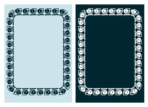 Art nouveau vector frame vector pair line isolated Stock Illustration