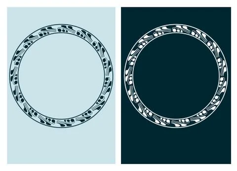 Art nouveau vector frame vector pair line isolated Stock Illustration