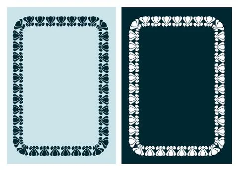 Art nouveau vector frame vector pair line isolated Stock Illustration
