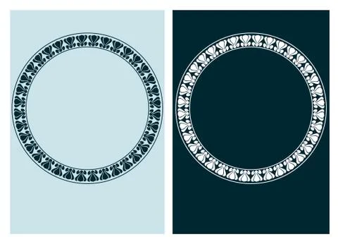 Art nouveau vector frame vector pair line isolated Stock Illustration