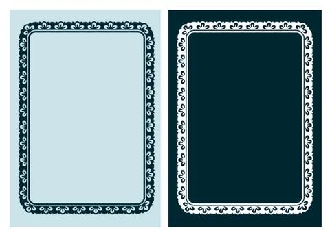 Art nouveau vector frame vector pair line isolated Stock Illustration