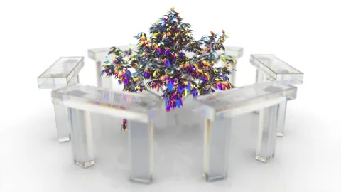 Art object. Fabulous rainbow tree in glass Stonehenge. Stock Footage 143394662