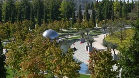 Art object "Geolocation" or "Inverted Drop". Recycle group. City Park Krasnodar Stock Footage 141576795