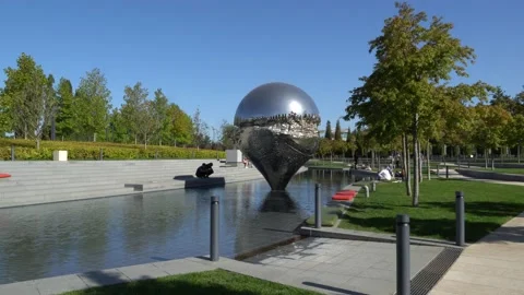 Art object 'Geolocation' by Recycle group. City Park Krasnodar 'Galitsky Park' Stock-Footage 141181721