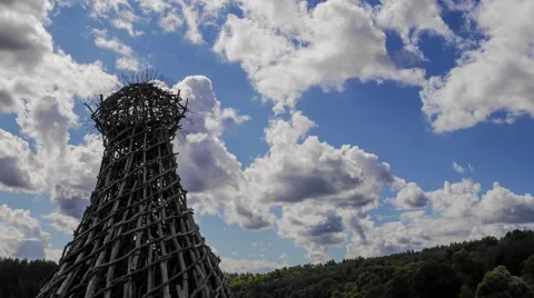 Art object Lighthouse on Cumulus clouds backgroung, timelapse Видео 58422493