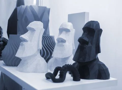 Art object printed on 3D printer Model printed on 3D printer from melted plastic Stock Illustration