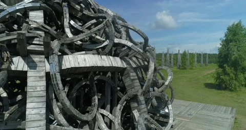 Art object Universal Mind, National Park Ugra, Nikola Lenivets, Russia Stock Footage 135901094