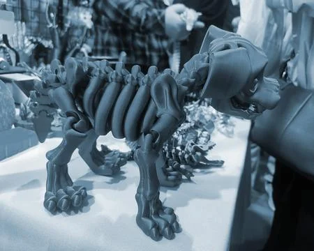 Art objects printed 3D printer. Various creative models created on a 3D printer Stock Photos