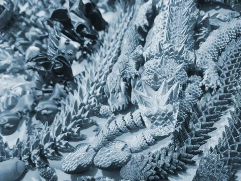 Art objects printed 3D printer. Various creative models created on a 3D printer Stock Photos