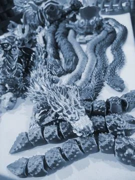 Art objects printed 3D printer. Various creative models created on a 3D printer Stock Photos